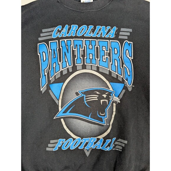 Vtg 90’s Official Fan NFL Carolina Panthers Crewneck Sweater Inaugural Black L - Picture 4 of 10